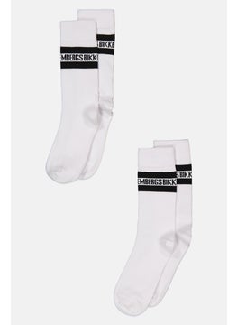 اشتري Men 2 Pairs Of Tennis Brand Logo Socks, White/Black في السعودية