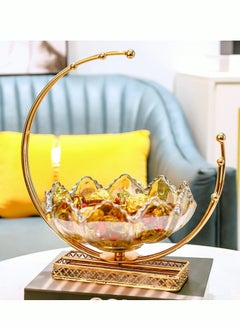 Buy Glass Fruit Plate Clear Bucket Salad Bowl Home Snacks Handle Fruit Storage Basket in Saudi Arabia