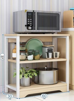 Buy 3 Layer Kitchen Shelf Wooden Microwave Oven Storage Rack in UAE