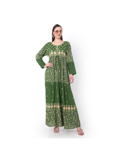 اشتري VISCOSE EMBROIDERED AND FLORAL PRINTED  ARABIC JALABIYA KAFTAN DRESS في الامارات