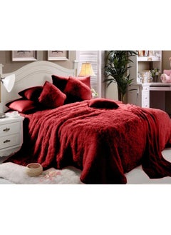 اشتري COMFY SET OF 6 FAUX FUR SOFT & FLUFFY PREMIUM COMFORTER SET MAROON في الامارات