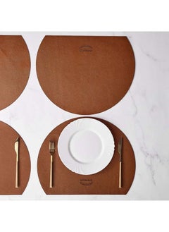 اشتري 4Pieces Doira Leather Placemat - Ginger Bread في مصر