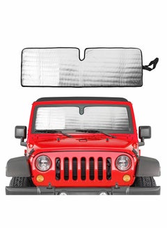 Buy Windshield Sun Shade, Fit for 1997-2018 Jeep Wrangler TJ JK JKU, Sunshades Heat Shield, Aluminum Foil Triple Laminate Structure (Silver) in UAE