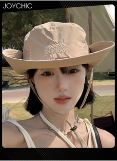 Buy Women Spring Summer Autumn Wide Brim Sun Protection Fishing Cap for Outdoor Camping Adventure Quick Dry Breathable Bucket Hat Cowboy Hat Khaki in Saudi Arabia