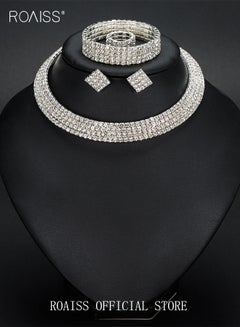Buy 4-Piece Set of Jewelry Diamond Necklace Earrings Ring Bracelet  European Style Elegant and Noble Jewelry  Gift in UAE