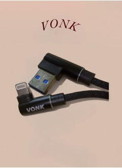 Buy VONK Quick Charge Data Cable lighting -USB Mobile Phone Charger USB 2A Fast Charging Cable - Black in Egypt