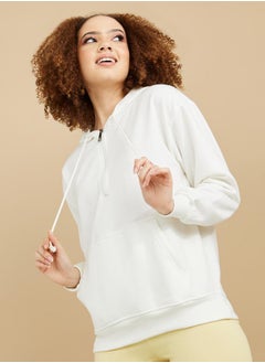 Buy Regular Fit Half Zip Detail Regular Length Hoodie in Saudi Arabia