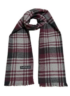 Buy Plaid Check/Carreau/Stripe Pattern Winter Scarf/Shawl/Wrap/Keffiyeh/Headscarf/Blanket For Men & Women - Small Size 30x150cm - P03 Burgundy in Egypt