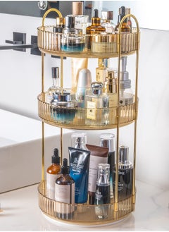 اشتري 360° Swivel Cosmetic Organizer, Bathroom Cosmetic Swivel Shelf Makeup Stand For cosmetics, perfumes, lotions skincare products, makeup brushes, lipsticks (3 tiers, clear) في الامارات