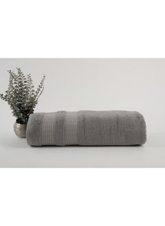 Buy Towel Fortuneplush 580 Gsm 100% Cotton Terry Fancy Border1 Bath  70X140 CmLuxury Touch Extra Absorbent-Gray in UAE