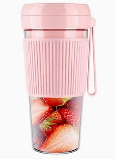 Buy Mini Portable Juicer Electric Fruit USB Rechargeable Smoothie Maker Blender Pink 260ml in Saudi Arabia