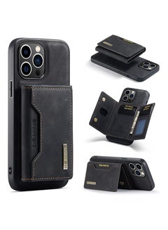 Buy Wallet Case Compatible with iPhone 14 Pro Max DG-MING Premium Leather Phone Case Back Cover Magnetic Detachable with Trifold Wallet Card Holder Pocket for iPhone 14 Pro Max (Black) in UAE