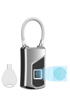 Buy Fingerprint lock with Key Backup, Smart keyless Waterproof Fingerprint Padlock Ideal for Gym, Door, Luggage, Suitcase, Backpack, Bike, Office in Saudi Arabia