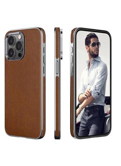 Buy For iPhone 16 Pro Max Leather Case, Business Luxury Classic PU Leather Elegant Designer Men Cover Soft Non-Slip Grip Phone Cases for iPhone 16 Pro Max  (Brown) in UAE