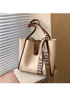 Buy Women's Large-Capacity Bag All-Match Commuter Shoulder Bag Student Tote Bag Retro Texture with Fashion Ribbon in UAE