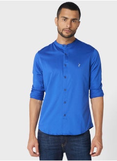 Buy Band Collar Classic Slim Fit Casual Shirt in UAE