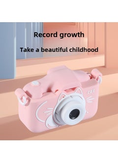 Buy X7/X8 Butterfly Childrens Camera HD Dual Lens Photo Video Game Multifunctional Lanyard Childrens Leather Case Pink Cat in UAE