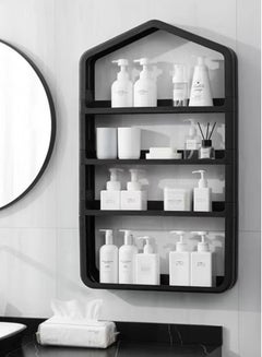 Buy 1-Piece 4 Tier Bathroom Shelf Shower Shampoo Soap Organizer Wall Mounts Storage Rack Silver 82.5x49.5x9 Centimeter in UAE
