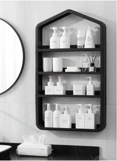 اشتري 1-Piece 4 Tier Bathroom Shelf Shower Shampoo Soap Organizer Wall Mounts Storage Rack Silver 82.5x49.5x9 Centimeter في الامارات