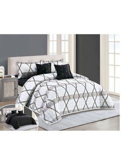 Buy 100% Microfiber Single Bed Mattress, Geometric Design Bed Cover, Reversible, Set of 4, Size 230X170cm in Saudi Arabia