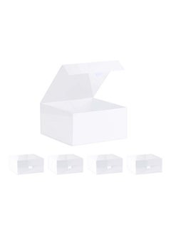 اشتري 5 Pack White Hard Gift Box With Magnetic Closure Lid 8"X8"X4" Square Favor Boxes With White Glossy Finish (5 Boxes) في السعودية