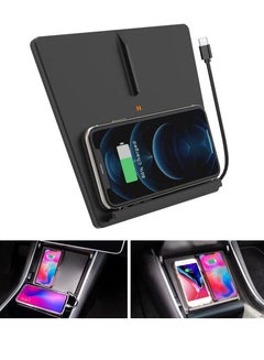 Buy Wireless Charger for Tesla Model 3/ Y, 2017/2018/ 2019/2020 Model 3/ Y Accessories, Wireless Phone Charging Pad Car Interior Center Console Accessories for Any Enable Phone in UAE