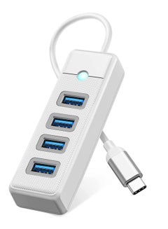 اشتري USB C Hub 4 Ports USB 3.1 Type C to USB 3.0 Hub Adapter, USB Splitter for Laptop, Mobile Phone, Tablet with 0.5ft Cable, Compatible with Mac OS 10.X and Above, Linux, Android-White في الامارات