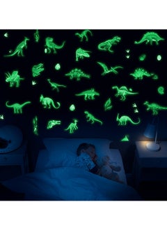 اشتري Dinosaur Glow in the Dark Wall Decals, 4 Sheets Removable PVC Stickers for Boys Room Decor, Ideal for Classroom and Living Room Dinosaur Theme في السعودية