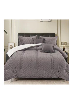 Buy Comforter set Pattern Tufted Soft & Breathable Microfiber king size 6pcs, Embroidered Textured Bedding Set in UAE