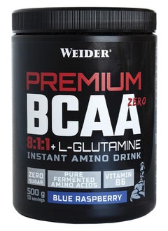 Buy Premium BCAA Zero 8:1:1 + L-Glutamine - Blue Raspberry 500g, High Leucine Ratio Amino Acid Supplement in UAE