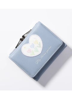 Buy Leather Flip Wallet & Card Holder with 9 Pockets and External Pocket Blue - Mysterious Garden in Egypt