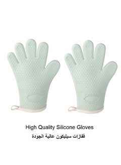 Buy 2 Pcs Silicone High Temperature Resistant Thickened Insulated Baking Oven Microwave Gloves in Saudi Arabia
