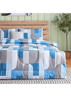 Buy Valencia Valen 5-Piece Cotton Printed Twin Comforter Set 160 x 220 cm in UAE