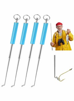 اشتري Fishing Hook Remover, Portable Disgorger, Fishing with Silicone Handle Stainless Steel Fishing Unhooking Disgorger, Unhook Extractor Hook Detacher Disgorger Puller, 4 Pieces Blue في الامارات