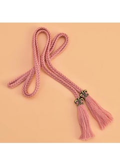 اشتري Wenyi Fan Cotton Rope Woven Waist Chain with Skirt Womens Long Knot Belt Tassel Decoration Narrow Waist Rope WholesalePink cotton rope metal Pink cotton rope metal في الامارات