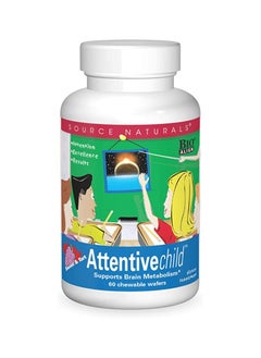 اشتري Source Naturals Attentive Child - Healthy Cognitive Nutrients For Active Children - Improved Focus & Attention with DMAE, Magnesium, Zinc & Grape Seed Extract - 60 Chewable Wafers. في الامارات