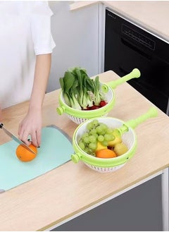 Buy Vegetable Drain Basket,360 Degree Rotating Salad Dryer,Easy To Use Spinning Dryer With Foldable Handle,Wash Fruit Dryer Vegetable Quick Dry in UAE