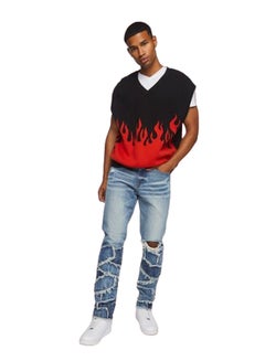 Buy Frayed Patchwork Slim-Fit Jeans in Egypt