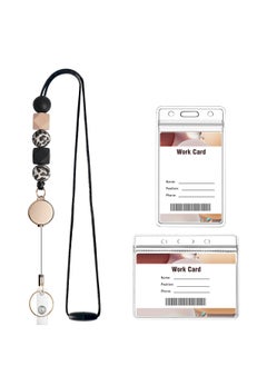 Buy Retractable Lanyard with Badge Holders, Cute Teacher Lanyard for ID Badges and Keys, Silicone Beaded Retractable Cruise Lanyard for Women, Nurses, Office, School with 2 Waterproof Card Holders in UAE