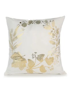 Buy Cushion Covers 18x18 inch for Home Decor Hot Stamping Sofa Cushion Pillow Cover (Floral White and Golden) in UAE