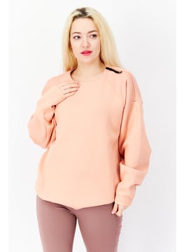 Buy Women Sportswear Fit Long Sleeve Running Sweatshirt, Peach in UAE