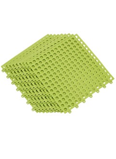 اشتري 18 PCS 11.8 x 11.8 Inch Interlocking Rubber Floor Tiles, PVC Floor Tiles With Drain Holes, Non-Slip Flooring Tiles Mats for Bathroom, Shower, Kitchen, Swimming Pool, Balcony, Deck, Patio, Green في الامارات