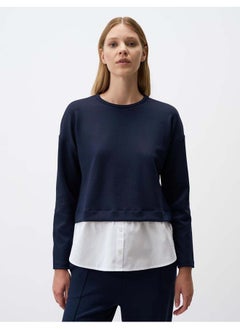 Buy Crew Neck Sweatshirt with Shirt Detail in Egypt