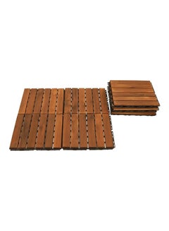 Buy Hometaste Wooden Decking Tiles Hardwood Wood Flooring Deck Patio Outdoor Garden Floor Interlocking Balcony Roof Terrace Office Tile Waterproof Balcony Flooring (Style_2) in UAE