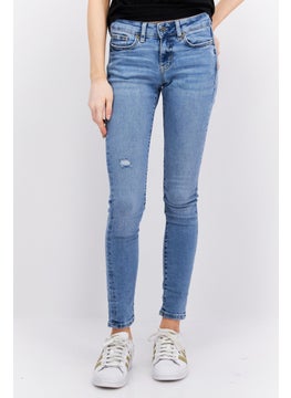 Buy Women Skinny Fit Light Wash Stretchable Jeans, Blue in UAE