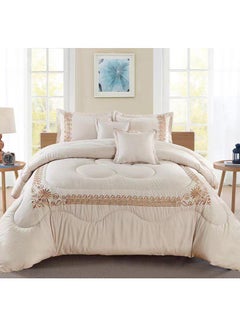 Buy COMFY 6 PC EMBROIDERY FLORAL COTTON SOFT KINGSIZE COMFORTER SET CREAM in UAE