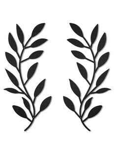 اشتري 1Pair Metal Tree Leaf Wall Decor Vine Olive Branch Leaf Wall Art Wrought Iron Scroll Above The Bed, Living Room, Outdoor Decoration (Black) في الامارات