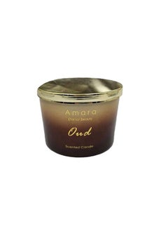 Buy AW23 Amara Glass Jar Candle Oud Aromatherapy Glass With Wax Candles For Living Room Bed Room Kitchen Bathroom Home Decoration Gift L 11 x W 8 cm Brown in UAE