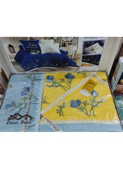 Buy Cotton bed sheet set embroidered with silk, size 240*260 cm in Egypt