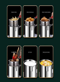 Buy Kitchen Fryer With Strainer 1200ML Deep Frying Pot 304 Stainless Steel Tempura Fryer Pan Chicken Fried Chicken Cooking Tools in UAE
